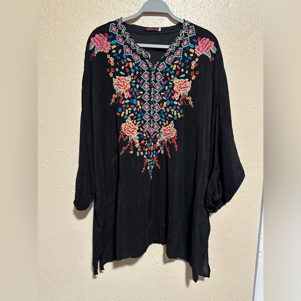 Johnny‎ Was Tunic Embroidered Floral Plus Size 2X